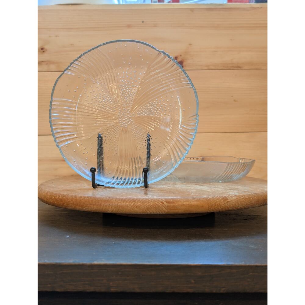 Vintage Libbey Harmony Clear Coupe Salad Plates - Set of 2 Clear Glass - 8"